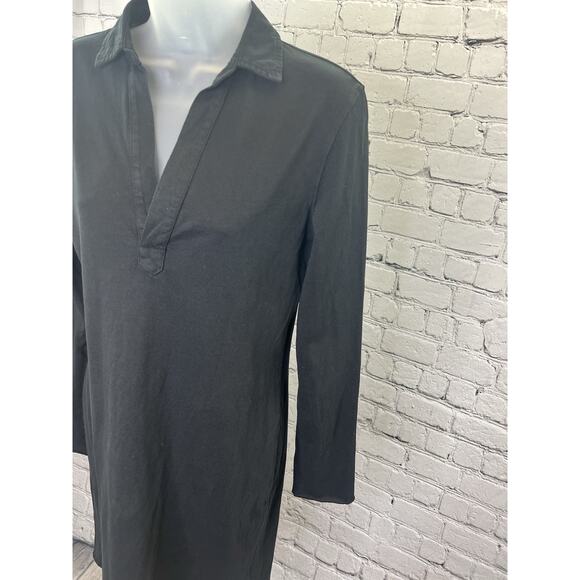 Frank And Eileen Nicole Black Collared Popover Dress Raw Hem Women’s Size XS - Picture 3 of 9